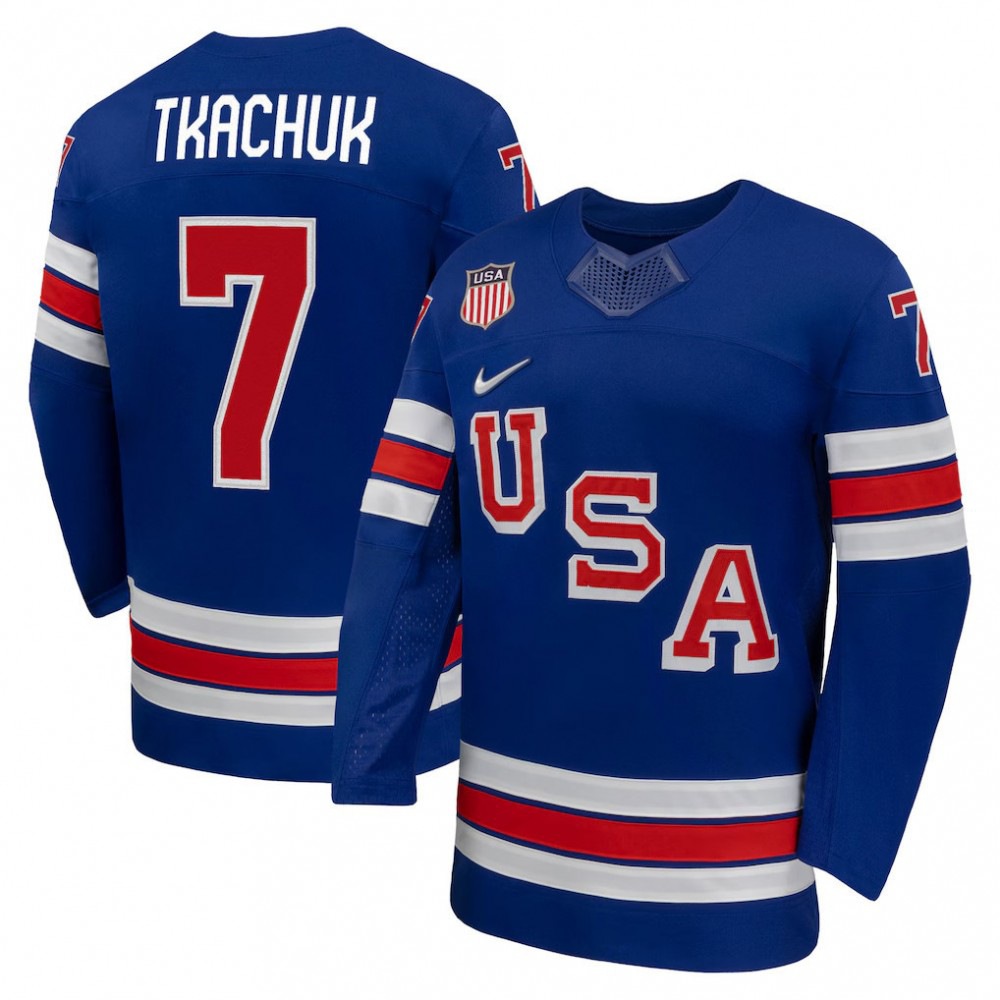 Brady Tkachuk USA Hockey Olympic 2026 Royal Home Replica Jersey-Pro Kit Vault | Brand New 26/27 Sports Jerseys